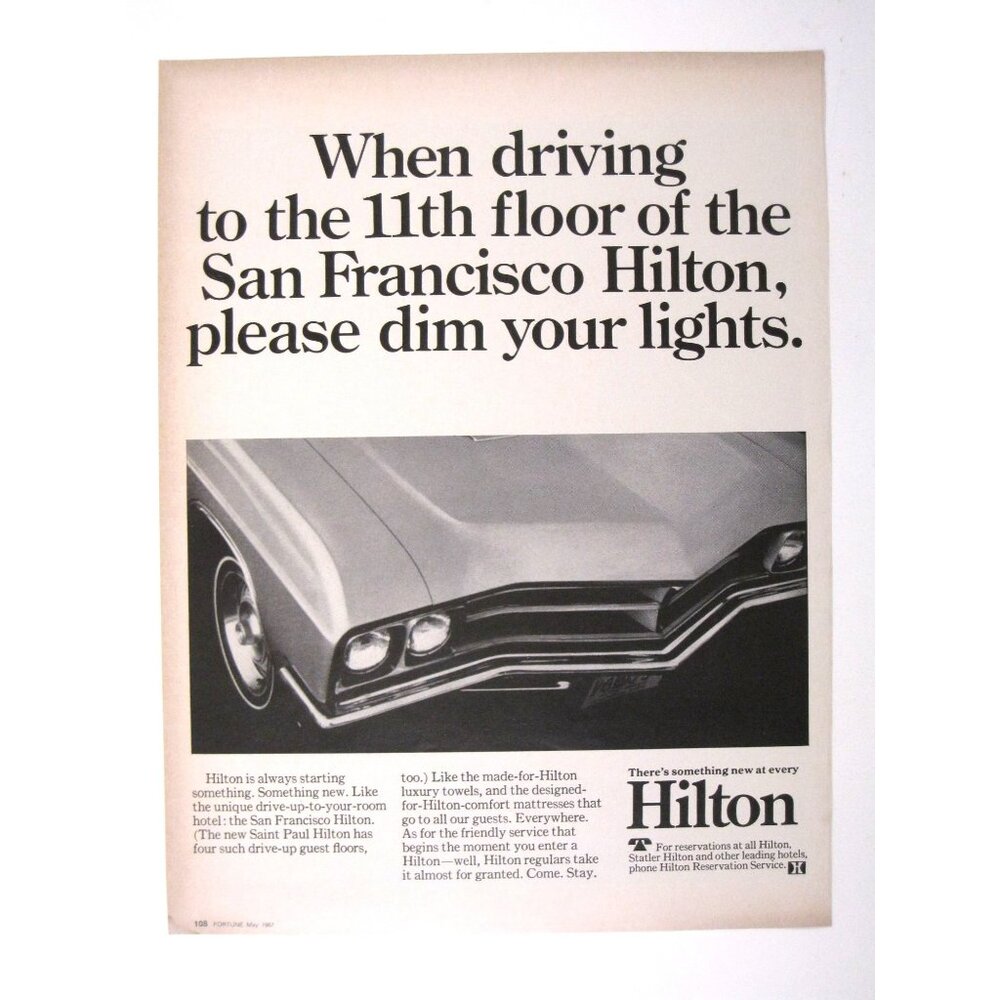 When Driving To The 11th Floor San Francisco Hilton Please Dim Your Lights AD